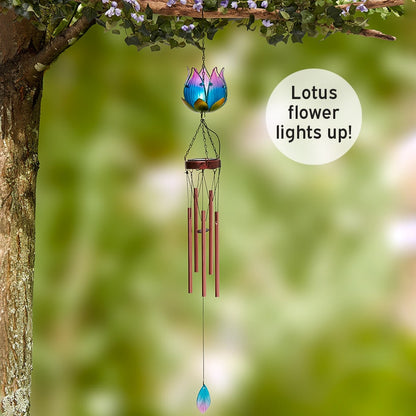Lotus Flower Solar Windchime