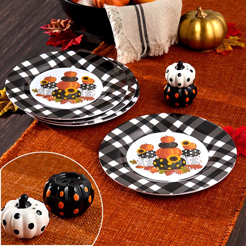 Plaid Pumpkin Harvest Serveware