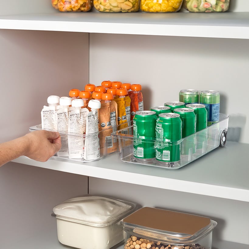 Roll Out Refrigerator Organizer Storage Drawer with Dividers
