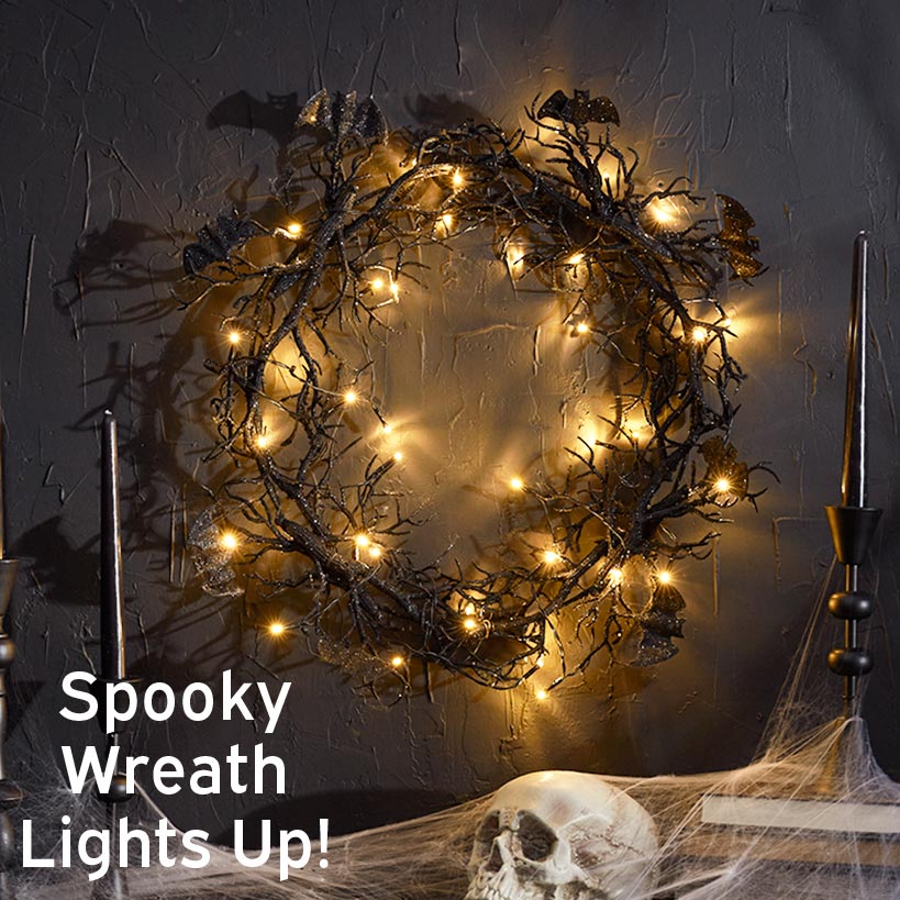 Lighted Bat Wreath