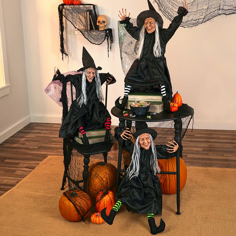 Halloween Witch Fully Poseable With Green, Orange, or Purple Cape
