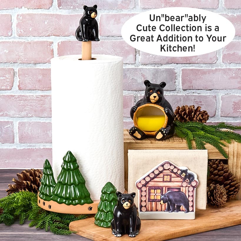 Lodge Kitchen Décor - Sponge Holder, Paper Towel Holder, Salt & Pepper