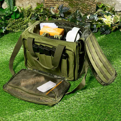 Pistol Range Bag With Zippered Main Compartment and Shoulder Strap