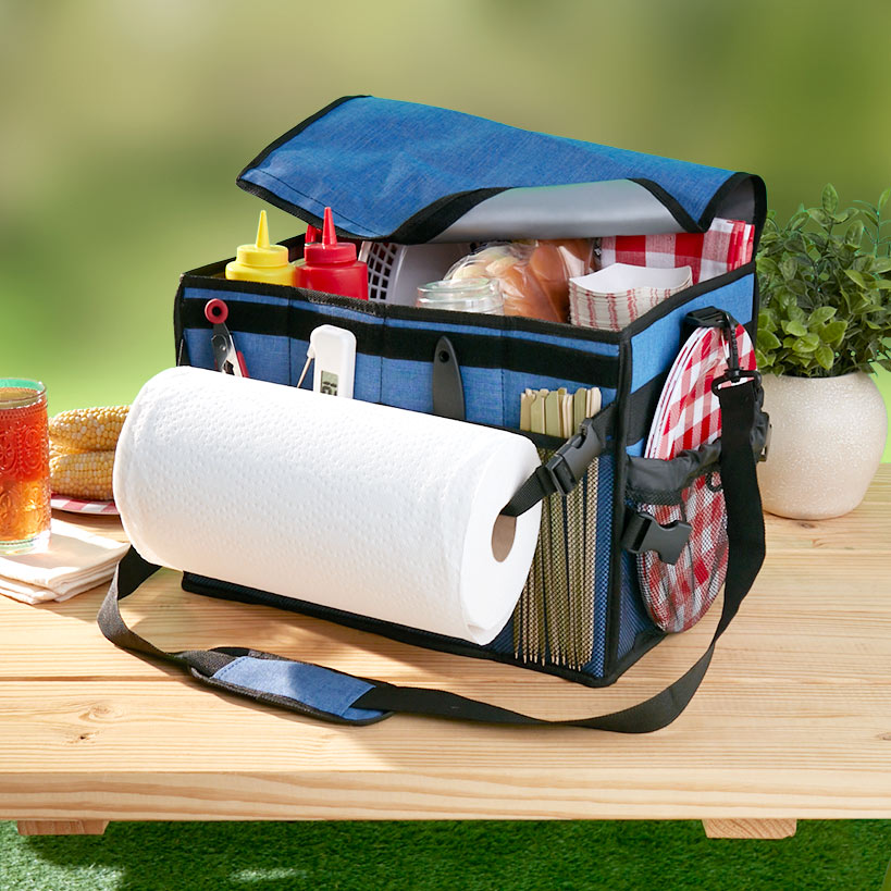 Ultimate Grilling Picnic Caddy - Insulated Organizer for Outdoor Cooking