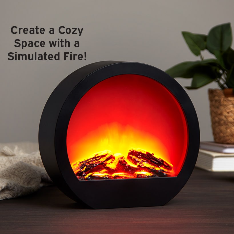LED Simulated Flame Indoor Decorative Fireplace with 6-Hour Timer
