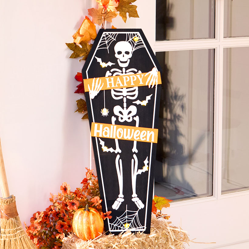 Lighted Happy Halloween Door Sign