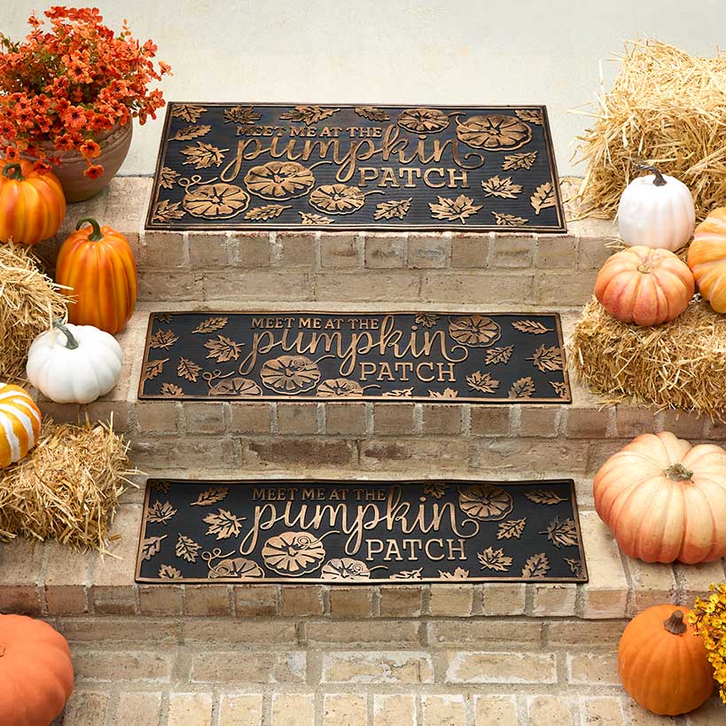 Pumpkin Patch Rubber Doormat or Set of 2 Rubber Stair Treads