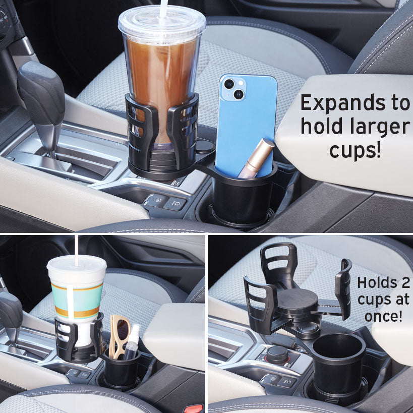 Multifunctional Adjustable Car Cup Holder for Dual Cups and Snacks