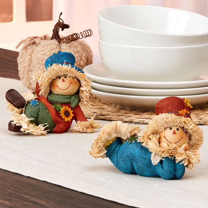 Set of 2 Harvest Scarecrow Pals Table Decor