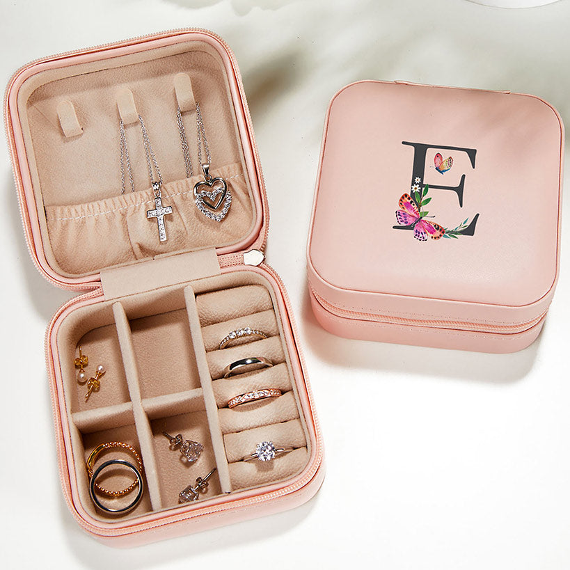 Initial Floral Butterfly Jewelry Cases