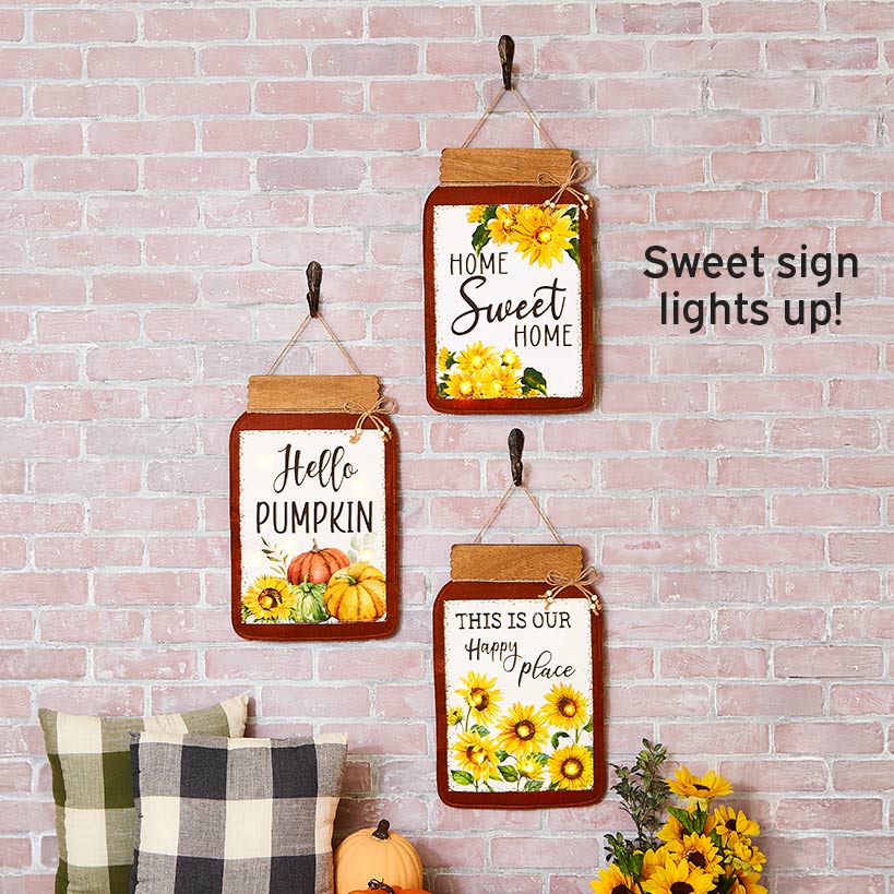Fall Lighted Mason Jar Wall Hangings With Sentiment