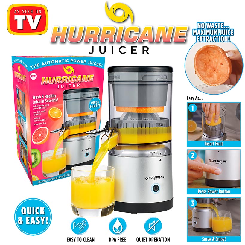 Hurricane Juicer - No Waste, Compact, Cordless, and Rechargable