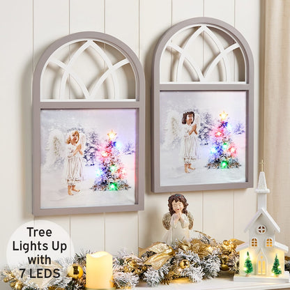 Christmas Framed Lighted Angel Wall Art - Battery Operated