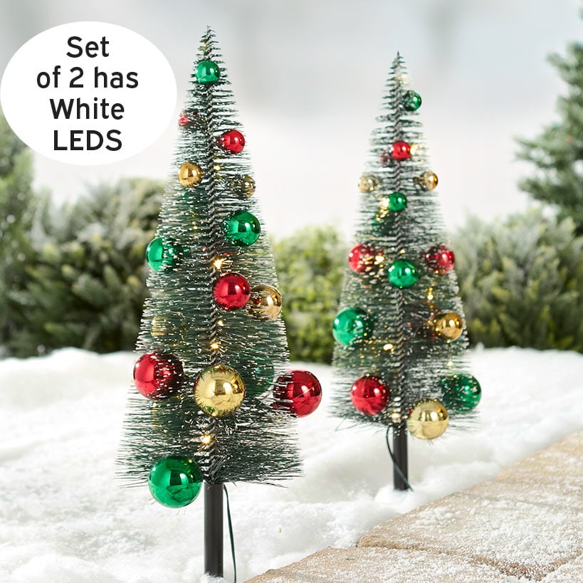 Set of 2 20" Solar Ornament Tree Stakes