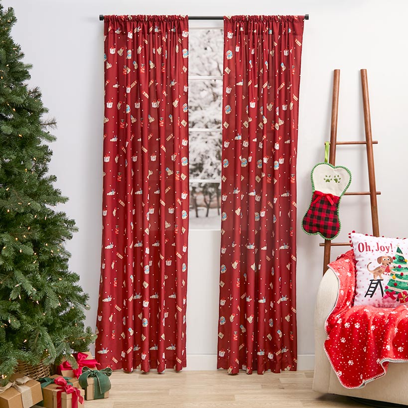 Christmas Dogs Window Panel 50" x 63" or 50" x 84"