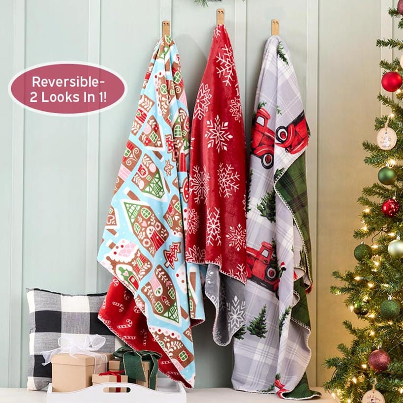 Christmas Cheer Reversible Heavyweight Flannel Throws