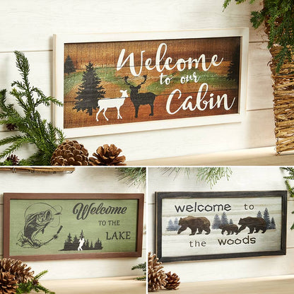 Woodland Welcome Sign Wall Art - Cabin, Lake or Woods