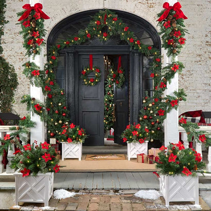 Lighted Poinsettia Greenery - Garland or Wreath