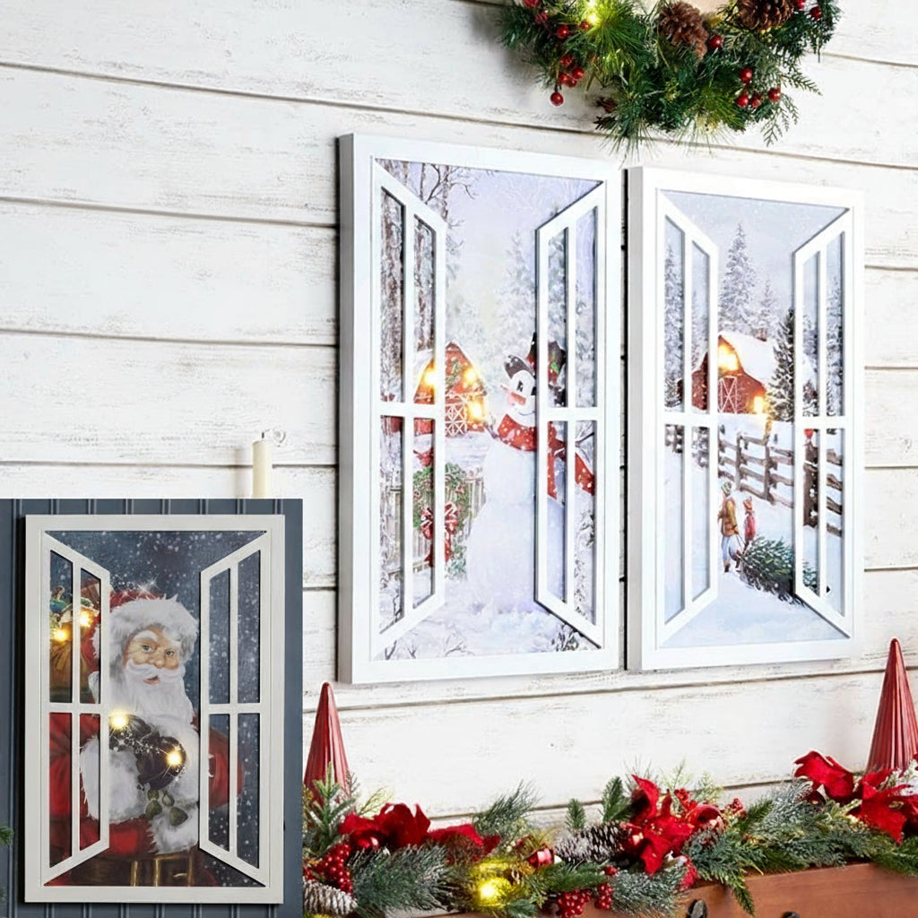 Lighted Holiday Window Wall Art