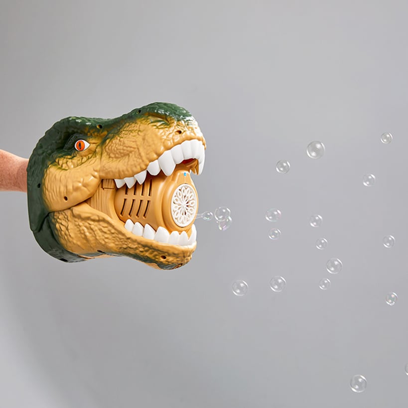 Dinosaur Bubble Machine - LED Light, Realistic Roaring, and Bubble Solution