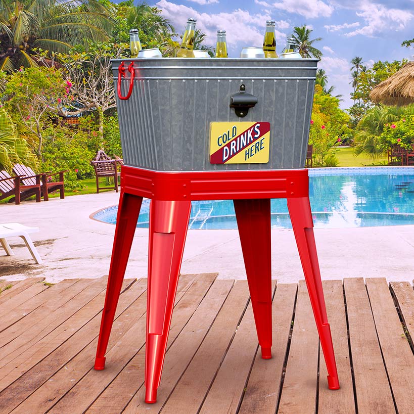 Planter Beverage Tub Two In One Galvanized With Bottle Opener