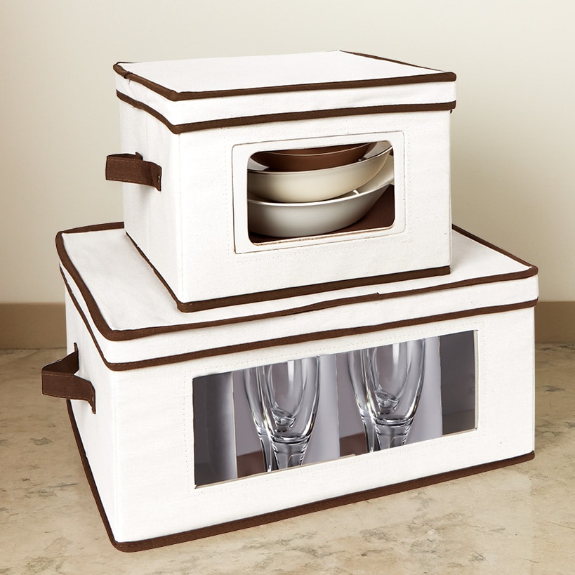 Honey Can Do Clear-Window Storage Boxes - for Dishware or Closet