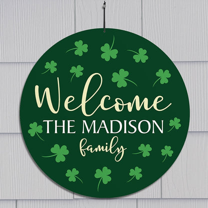 Personalized Welcome St Patrick's Shamrocks Wall Hanger