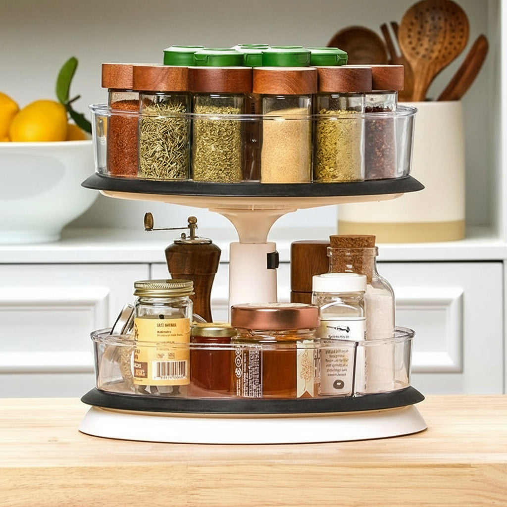 Clear Round Plastic Spinning Cabinet Organizer - Expandable