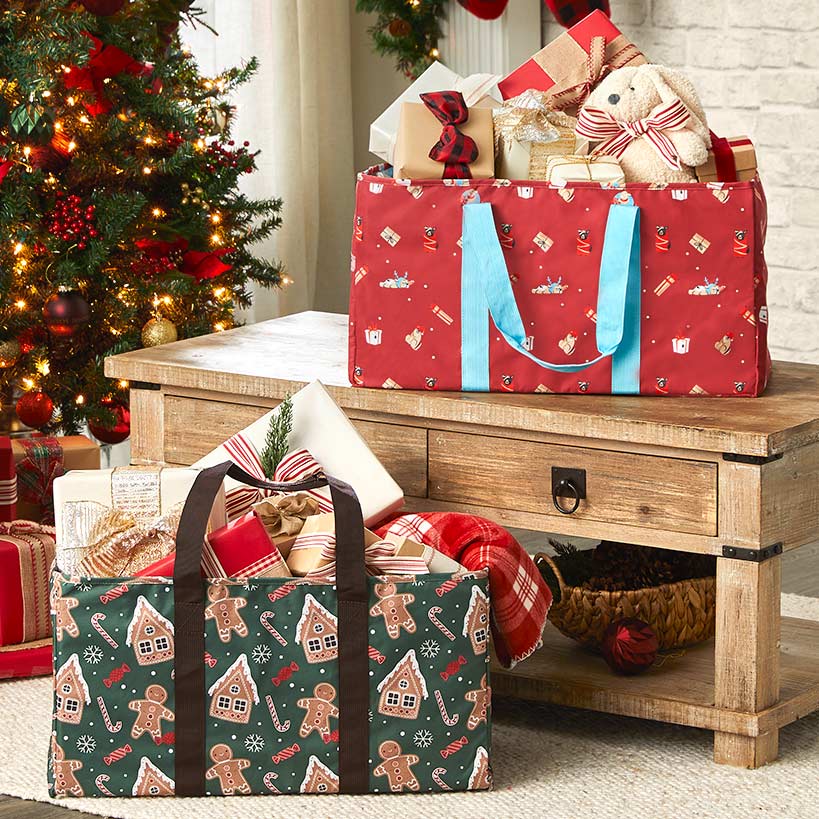 Festive Holiday Household Utility Tote Bag with Handles