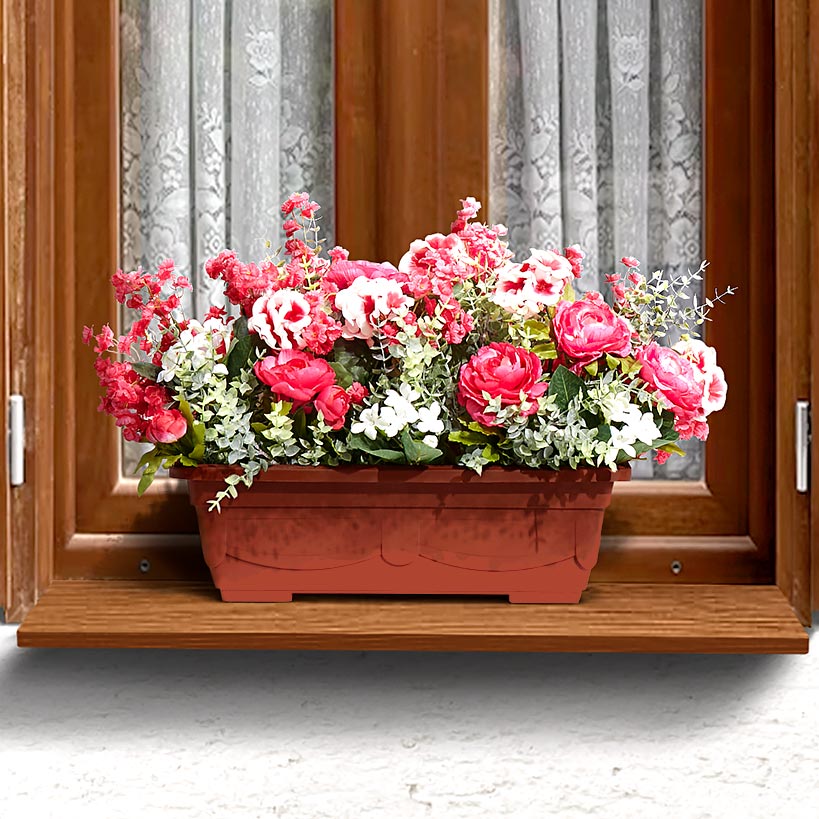 Terracotta-Style Gardening Window Box Planter