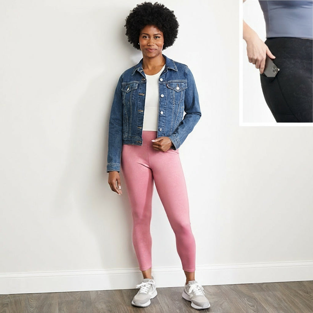 Nicole Miller Women's 7/8 Length Yoga Leggings with Pockets