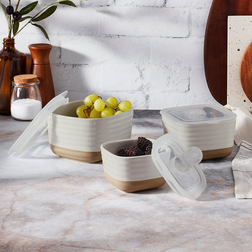 Stoneware Food Storage Container Set - 6-Pc.