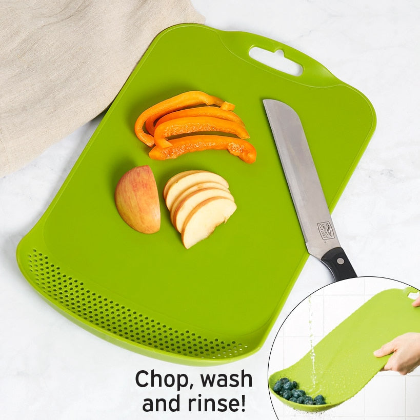 Kitchen Cutting Board with Built-in Colander