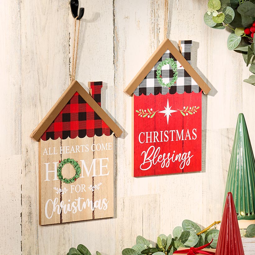 Christmas Hanging Home Sentiment Wall Decor - Blessings or Christmas