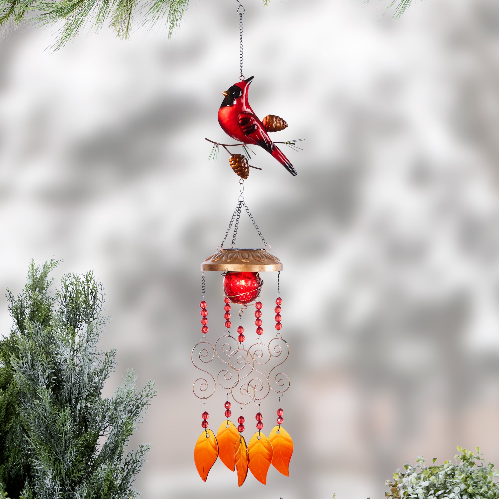 Solar Cardinal Wind Chime