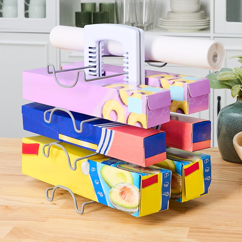 Foil and Plastic Wrap Kitchen Organizer - Adjustable