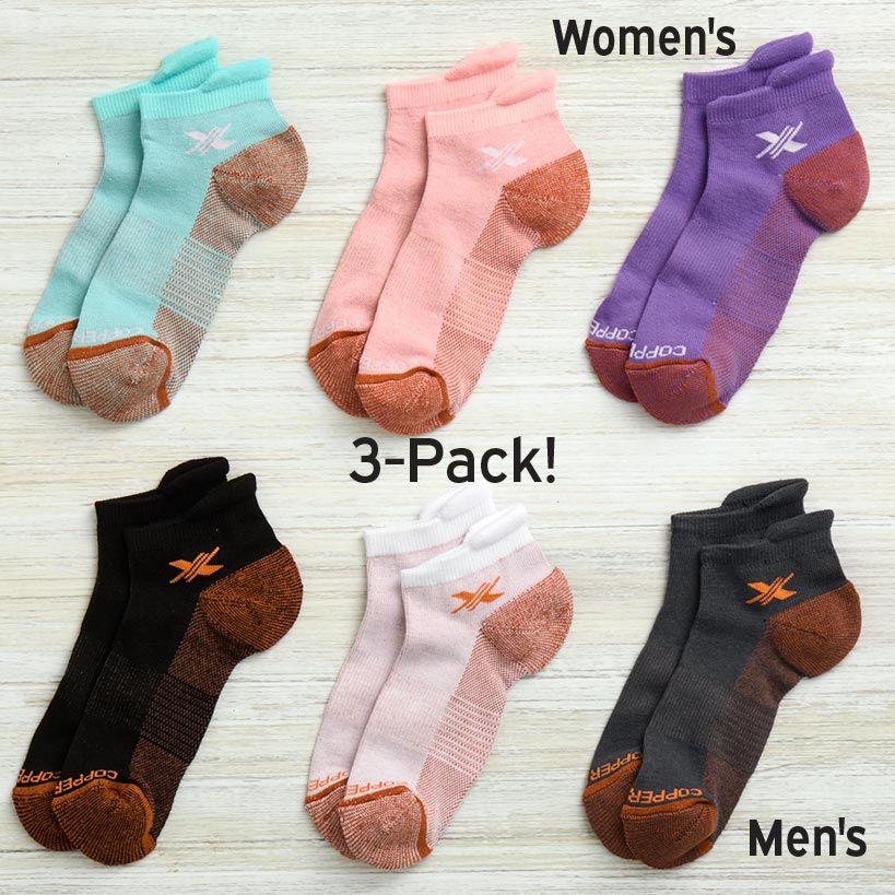 Low-Cut Copper Infused Compression Socks for Men or Women