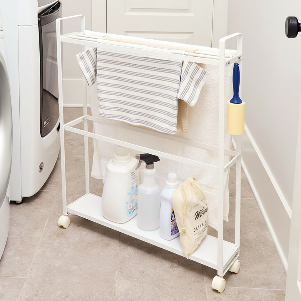 Laundry Storage Cart with Drying Rack for Towels and Clothes
