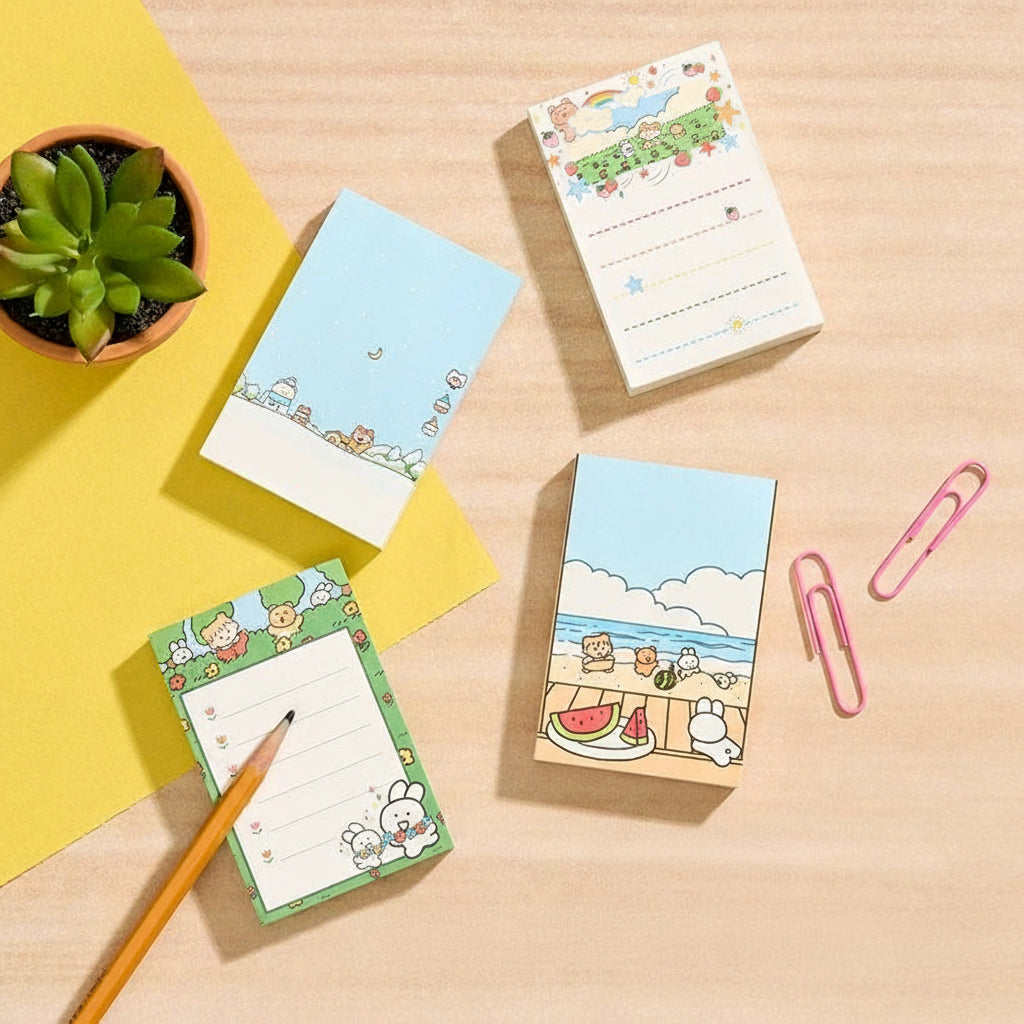 Cartoon Memo Writing Notepads - Set of 4
