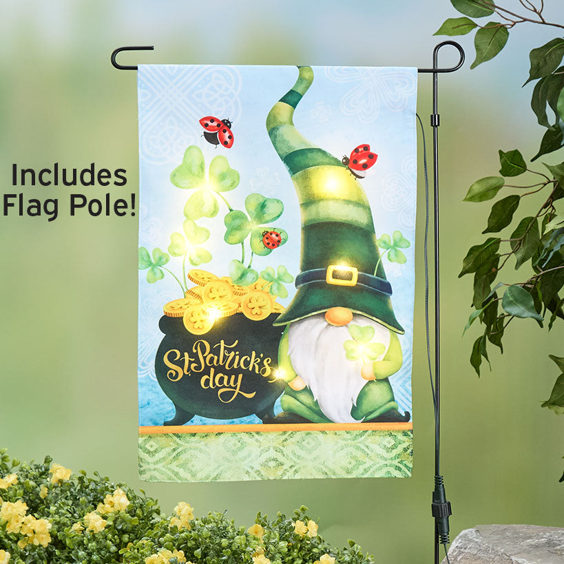 Solar Gnome Flag for St. Patrick's Day with Pole