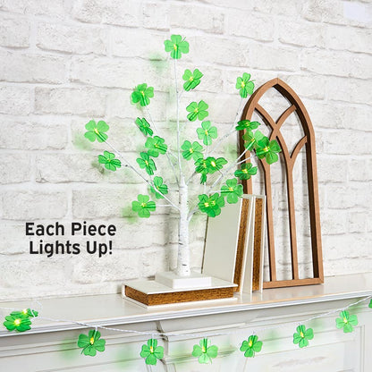 St Patrick's Lighted Green Shamrock Tree - Battery Operated