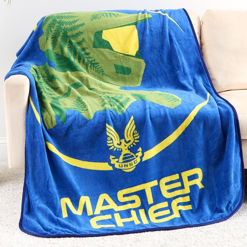 Halo Master Chief 46" X 60" Fleece Throw Blanket – Soft Blue, Kids' Bedroom Cartoon Character Gear