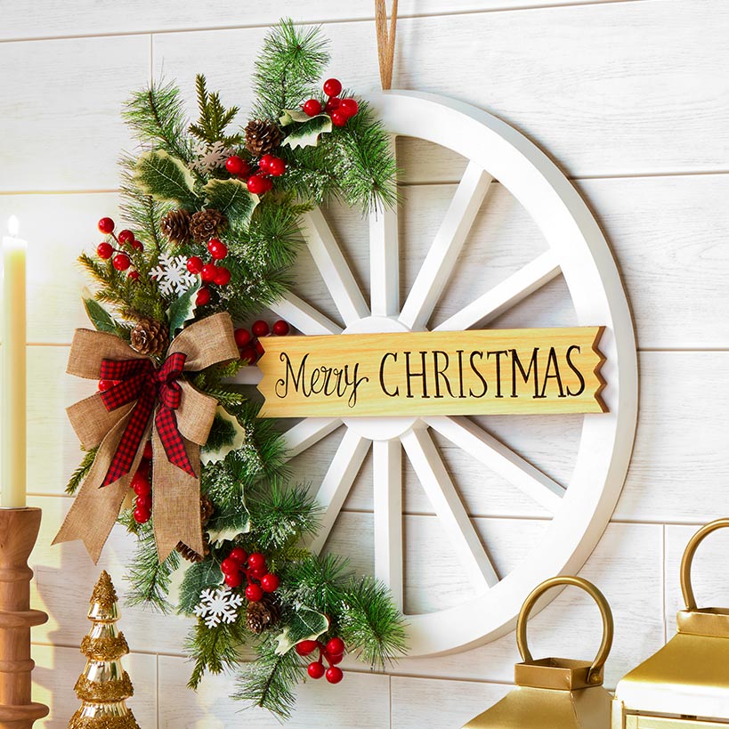 Wagon Wheel Wreath With Greeting