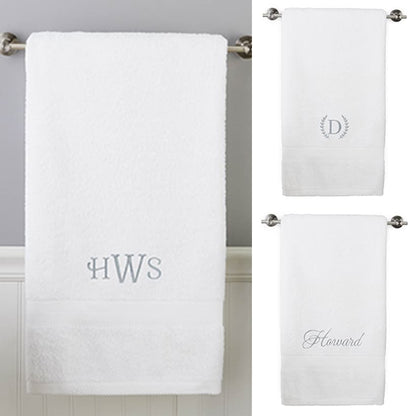 Personalized Embroidered White Bath Towels