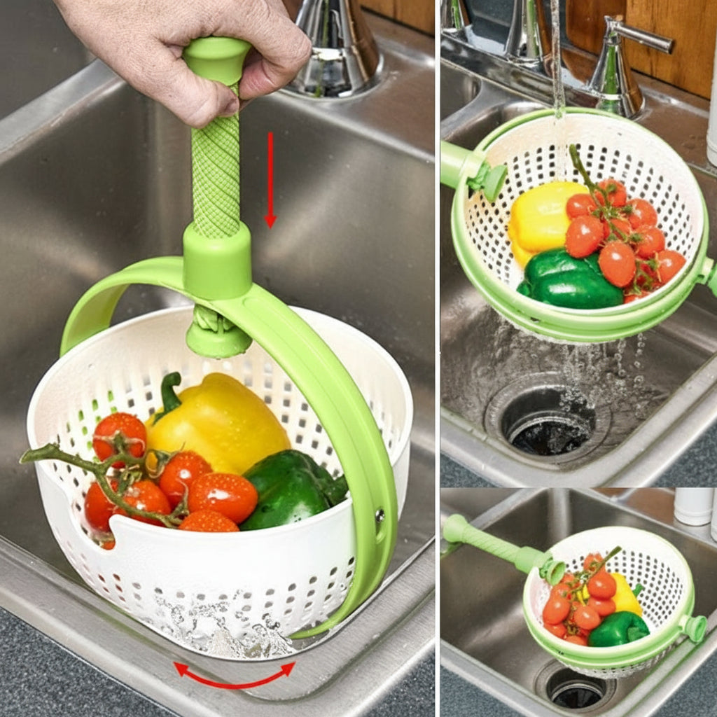 Collapsible Salad Spinner and Straining Colander
