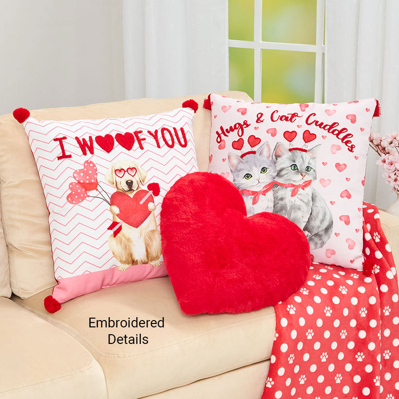Valentine's Day Embroidered or Shaped Decorative Pillow
