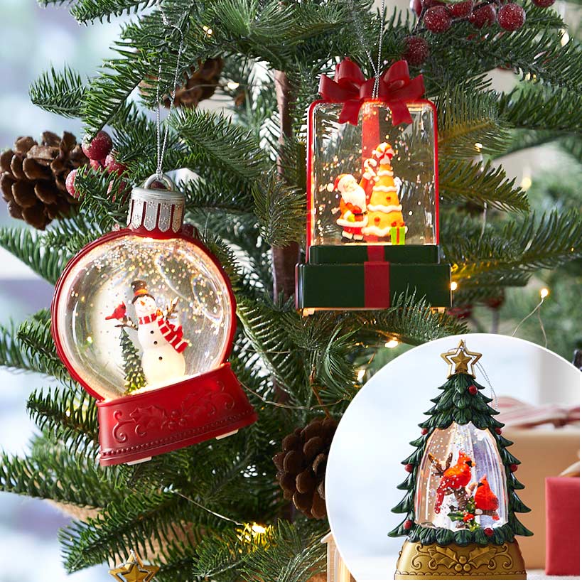 Christmas Snow Globe Ornament With LED Light