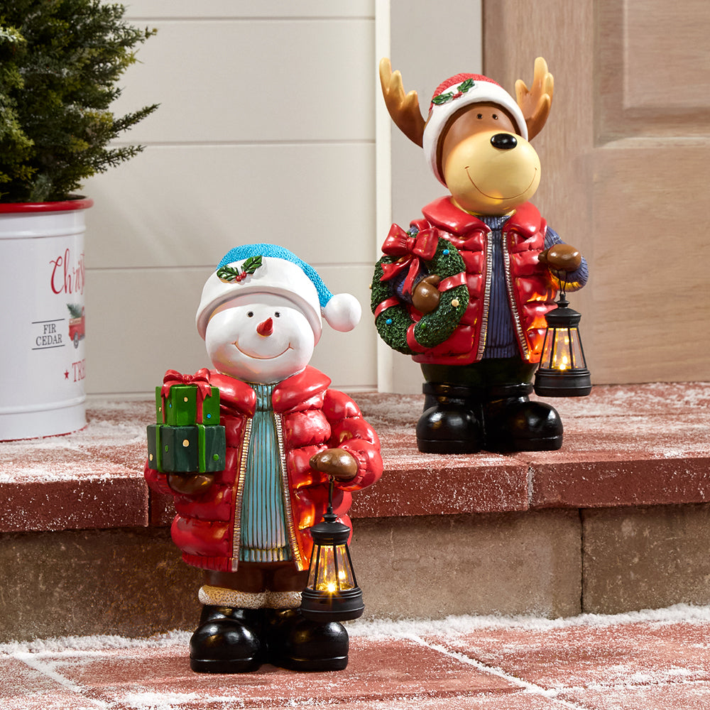 Snowman with Solar Lantern