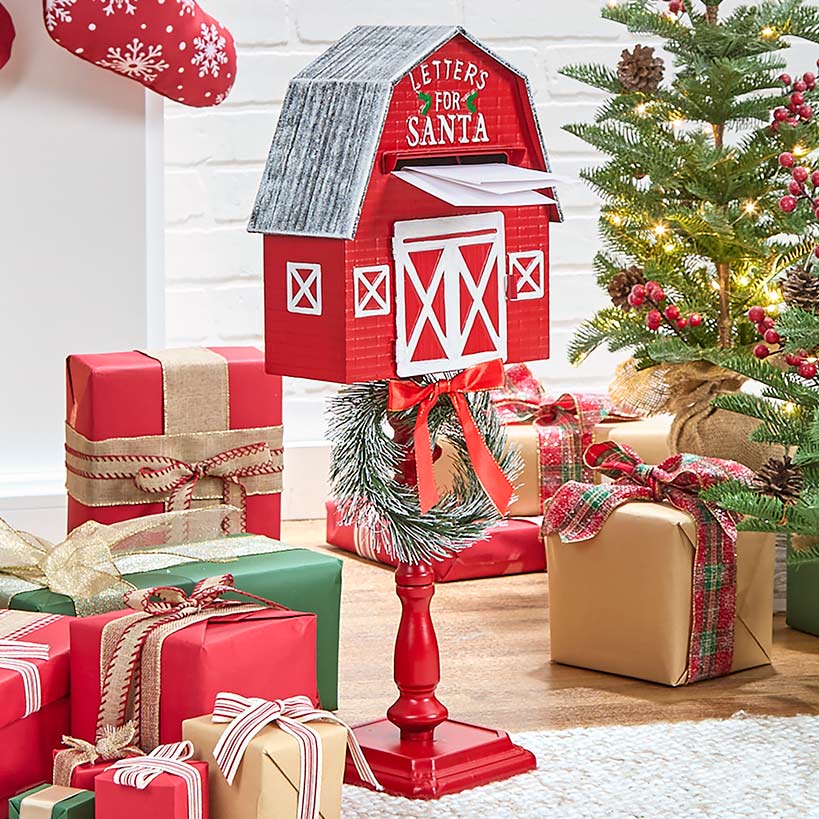 Letters for Santa Red Barn Mailbox