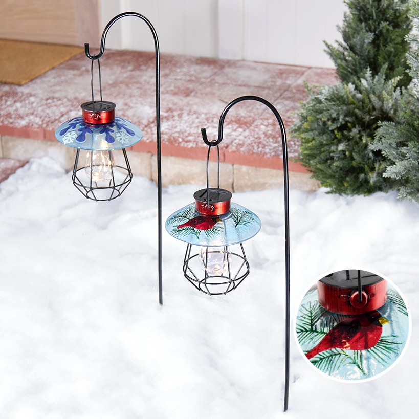 Cardinal or Snowflake Solar Holiday Lantern